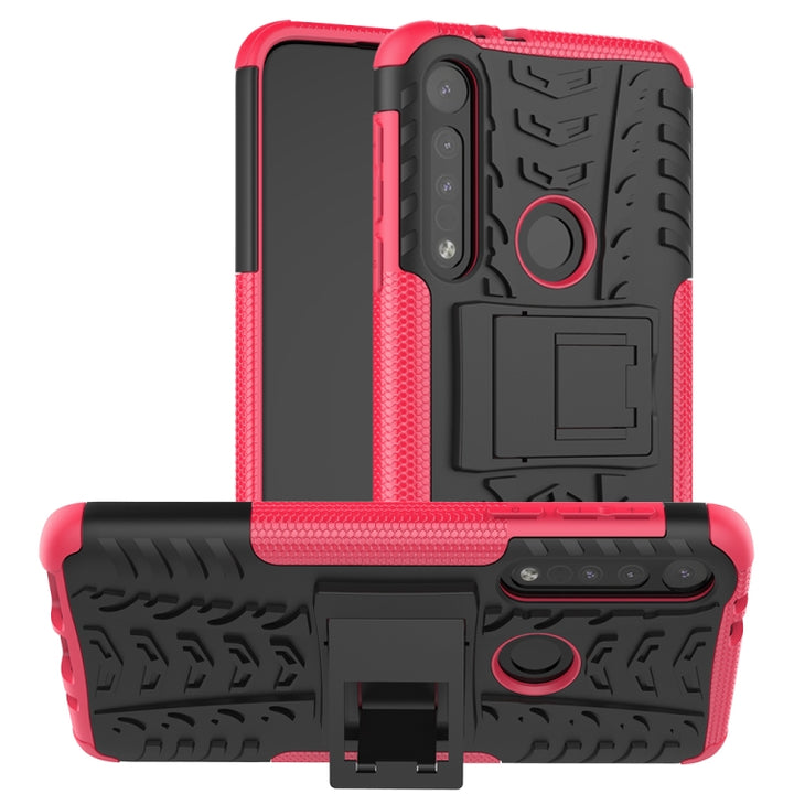 Tire Texture Shockproof TPU+PC Protective Case with Holder, For Galaxy A01, For Motorola One Macro, For OPPO Realme XT, For Motorola G8 Play