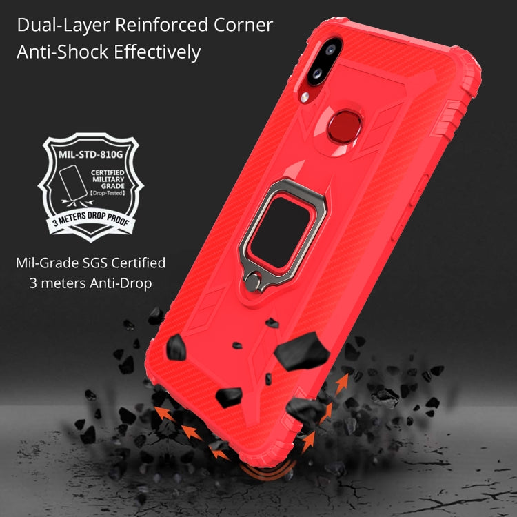 Carbon Fiber Protective Case with 360 Degree Rotating Ring Holder, For Samsung Galaxy A10s, For Samsung Galaxy A20s, For Samsung Galaxy A21 (European Version), For Samsung Galaxy A40, For Samsung Galaxy A70, For Samsung Galaxy A70s