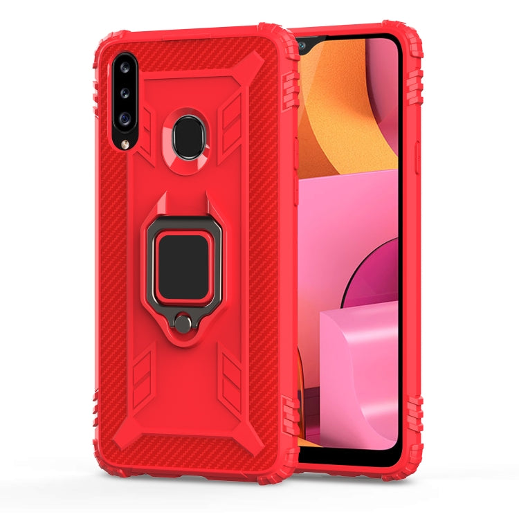 Carbon Fiber Protective Case with 360 Degree Rotating Ring Holder, For Samsung Galaxy A10s, For Samsung Galaxy A20s, For Samsung Galaxy A21 (European Version), For Samsung Galaxy A40, For Samsung Galaxy A70, For Samsung Galaxy A70s