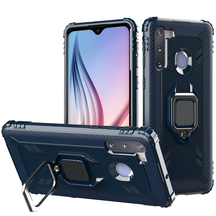 Carbon Fiber Protective Case with 360 Degree Rotating Ring Holder, For Samsung Galaxy A10s, For Samsung Galaxy A20s, For Samsung Galaxy A21 (European Version), For Samsung Galaxy A40, For Samsung Galaxy A70, For Samsung Galaxy A70s