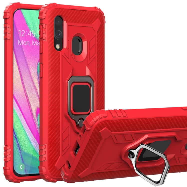 Carbon Fiber Protective Case with 360 Degree Rotating Ring Holder, For Samsung Galaxy A10s, For Samsung Galaxy A20s, For Samsung Galaxy A21 (European Version), For Samsung Galaxy A40, For Samsung Galaxy A70, For Samsung Galaxy A70s