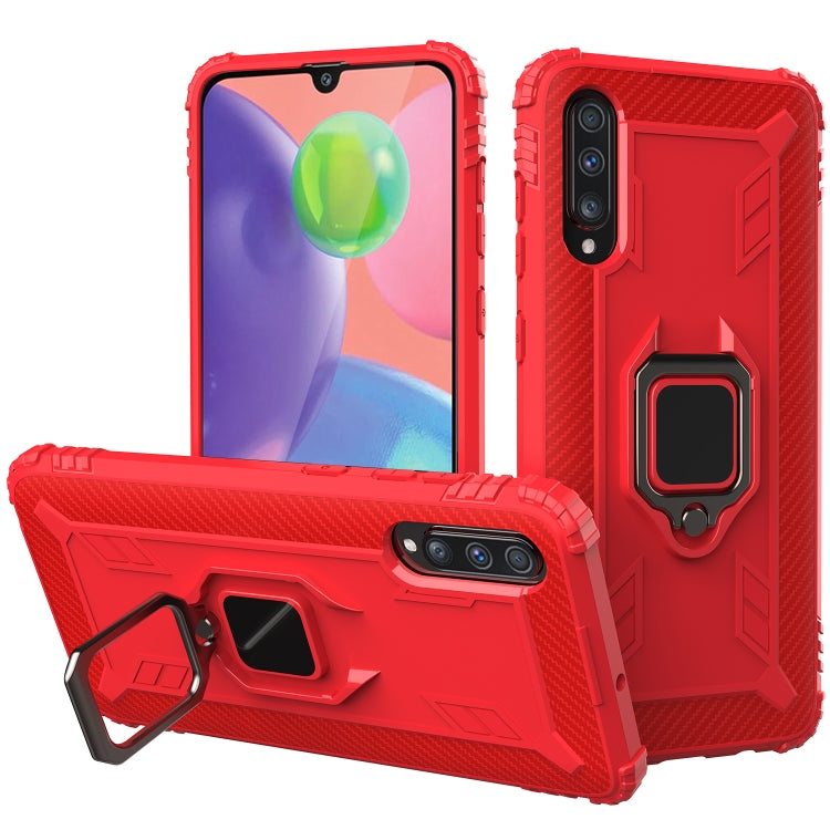 Carbon Fiber Protective Case with 360 Degree Rotating Ring Holder, For Samsung Galaxy A10s, For Samsung Galaxy A20s, For Samsung Galaxy A21 (European Version), For Samsung Galaxy A40, For Samsung Galaxy A70, For Samsung Galaxy A70s