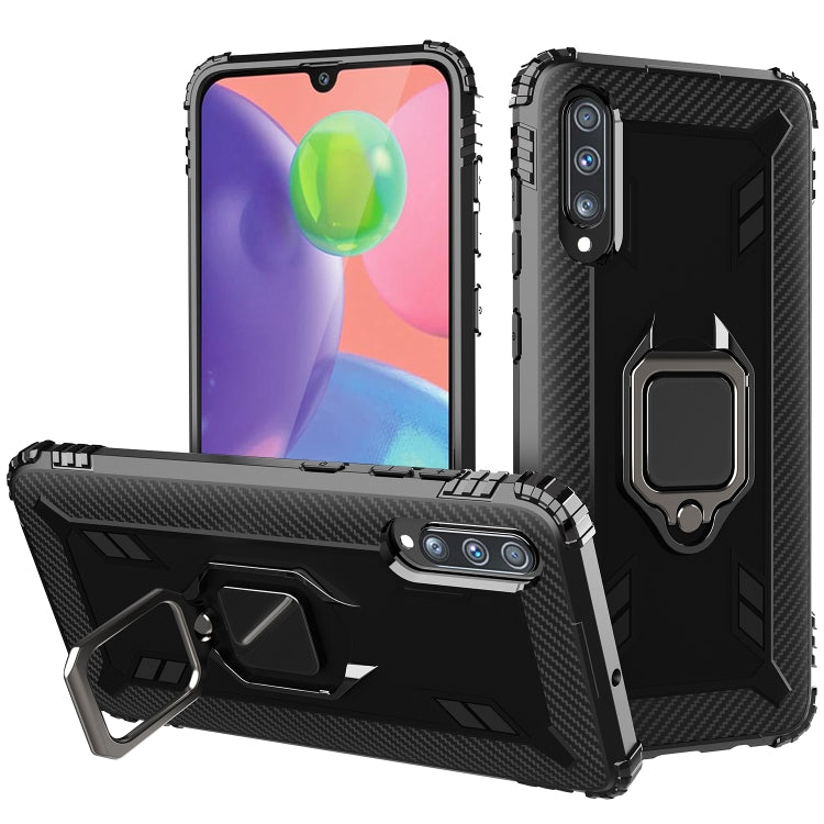 Carbon Fiber Protective Case with 360 Degree Rotating Ring Holder, For Samsung Galaxy A10s, For Samsung Galaxy A20s, For Samsung Galaxy A21 (European Version), For Samsung Galaxy A40, For Samsung Galaxy A70, For Samsung Galaxy A70s