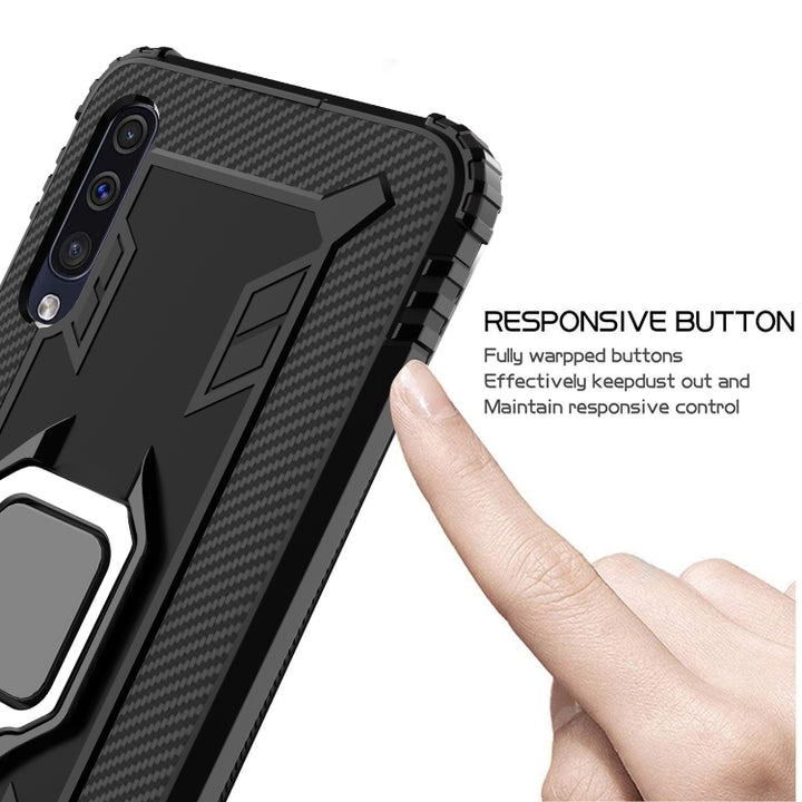 Carbon Fiber Protective Case with 360 Degree Rotating Ring Holder, For Samsung Galaxy A50s