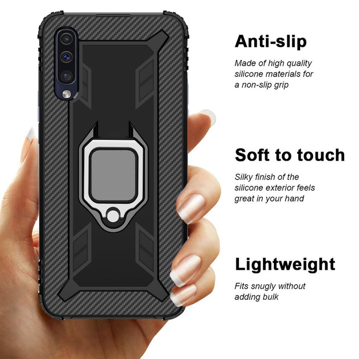 Carbon Fiber Protective Case with 360 Degree Rotating Ring Holder, For Samsung Galaxy A50s