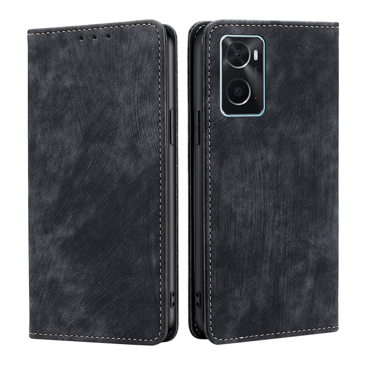 RFID Anti-theft Brush Magnetic Leather Phone Case, For OPPO A36 4G/A76 4G Global, For OPPO Find X2, For OPPO Find X5, For OPPO K10 Pro 5G, For OPPO Reno6 Pro, For OPPO Reno8 5G