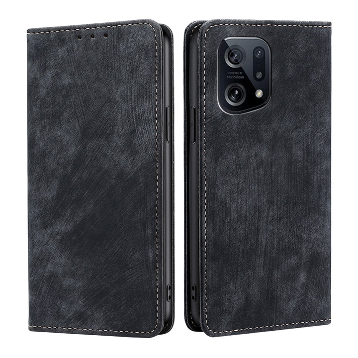 RFID Anti-theft Brush Magnetic Leather Phone Case, For OPPO A36 4G/A76 4G Global, For OPPO Find X2, For OPPO Find X5, For OPPO K10 Pro 5G, For OPPO Reno6 Pro, For OPPO Reno8 5G