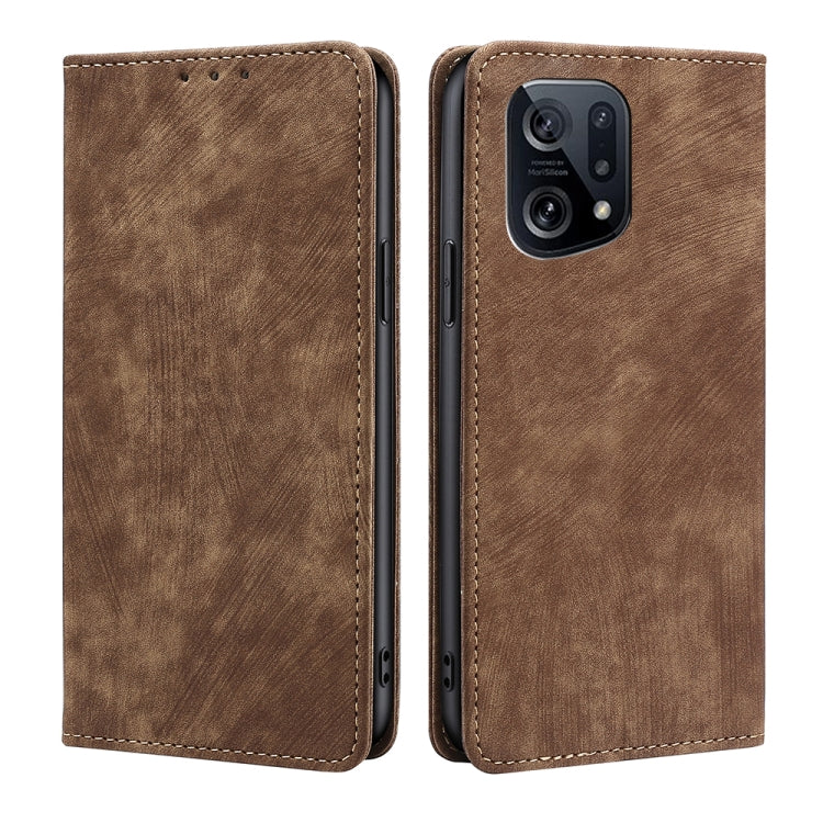 RFID Anti-theft Brush Magnetic Leather Phone Case, For OPPO A36 4G/A76 4G Global, For OPPO Find X2, For OPPO Find X5, For OPPO K10 Pro 5G, For OPPO Reno6 Pro, For OPPO Reno8 5G