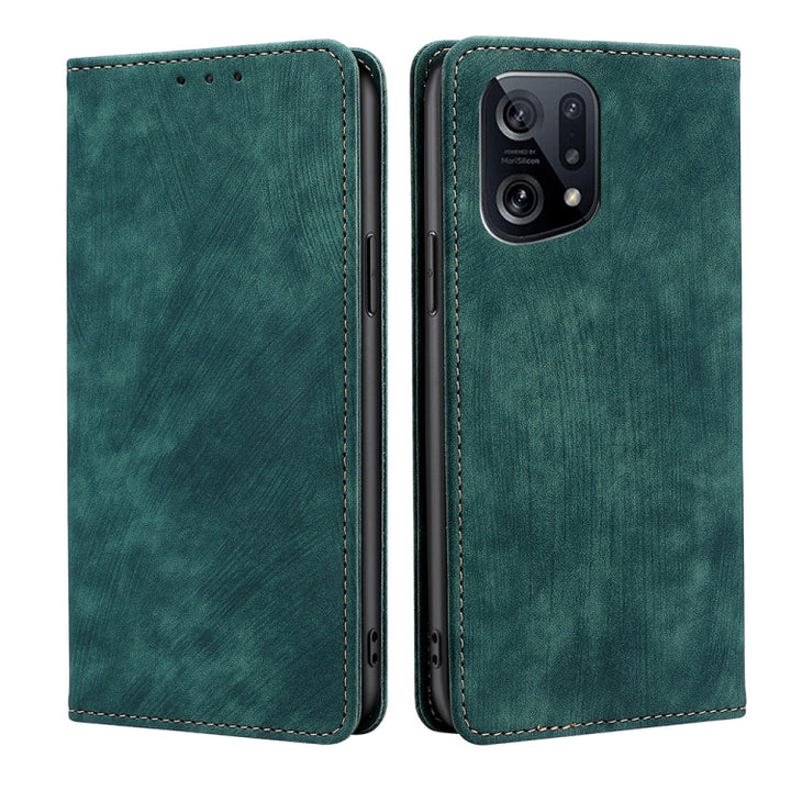 RFID Anti-theft Brush Magnetic Leather Phone Case, For OPPO A36 4G/A76 4G Global, For OPPO Find X2, For OPPO Find X5, For OPPO K10 Pro 5G, For OPPO Reno6 Pro, For OPPO Reno8 5G