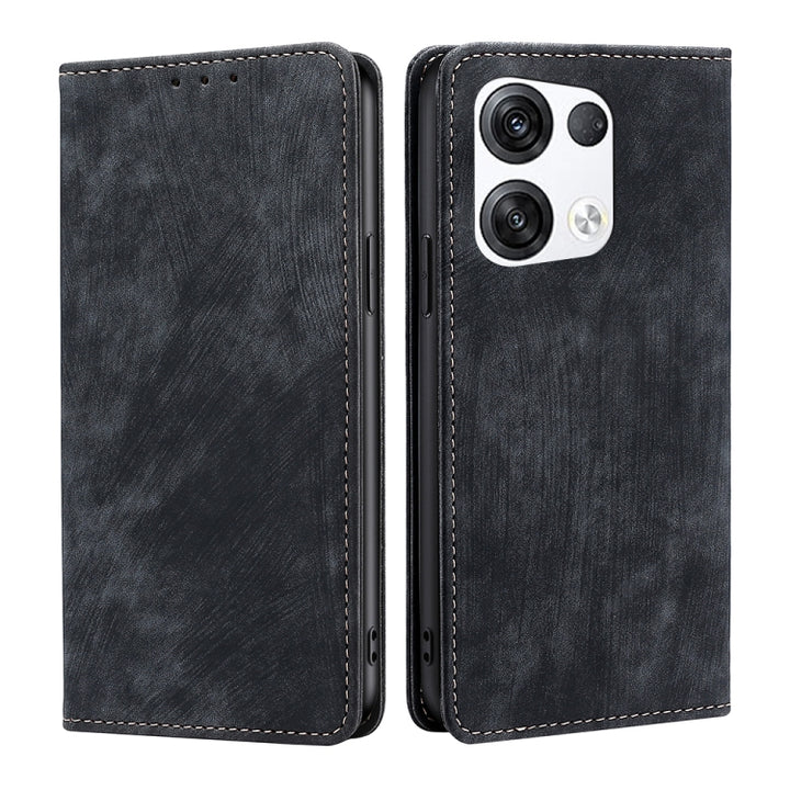 RFID Anti-theft Brush Magnetic Leather Phone Case, For OPPO Reno8 Pro+ 5G, For Realme 9 Pro/V25/Q5 5G, For Realme 9i, For Realme C31, For Realme GT Neo2 5G, For Realme GT Neo3