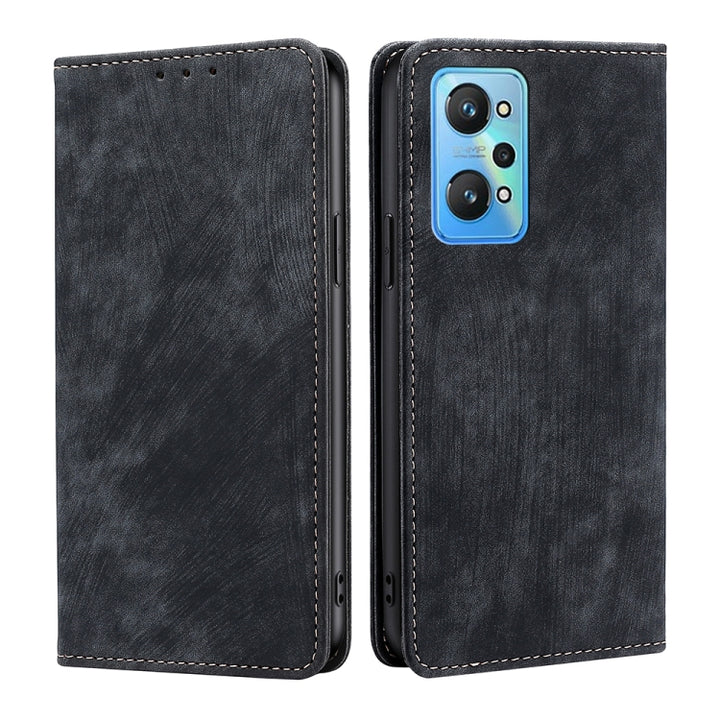 RFID Anti-theft Brush Magnetic Leather Phone Case, For OPPO Reno8 Pro+ 5G, For Realme 9 Pro/V25/Q5 5G, For Realme 9i, For Realme C31, For Realme GT Neo2 5G, For Realme GT Neo3