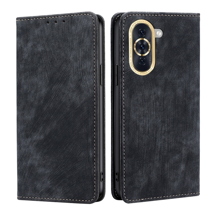 RFID Anti-theft Brush Magnetic Leather Phone Case, For Huawei Nova 8i, For Huawei Mate 40, For Huawei Nova 9 SE 4G, For Huawei Nova 10, For Huawei Nova 10 Pro, For Huawei P50