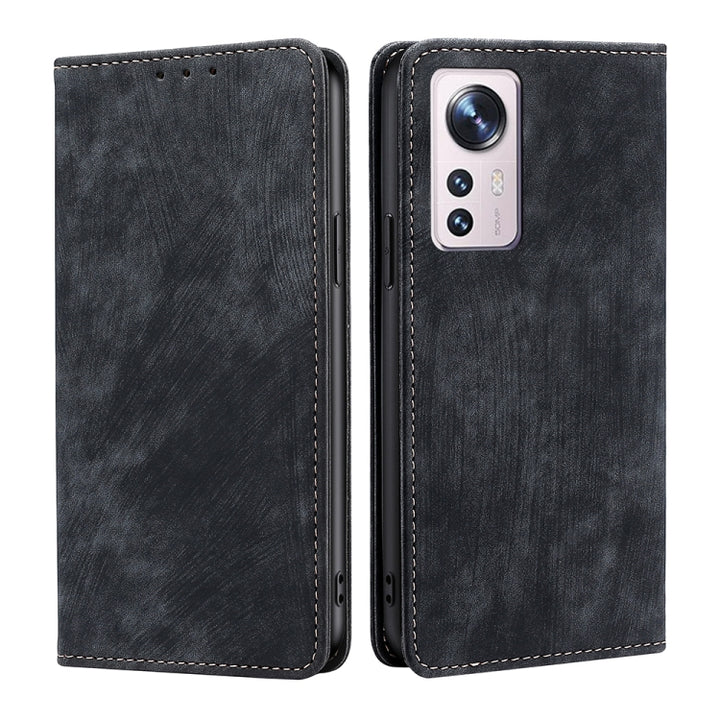 RFID Anti-theft Brush Magnetic Leather Phone Case, For Xiaomi Redmi K50/K50 Pro, For Xiaomi Redmi Note 11 5G/Poco M4 Pro 5G, For Xiaomi Redmi Note 10 JE  Japan, For Xiaomi 12, For Xiaomi 12S Ultra, For Xiaomi Poco C40