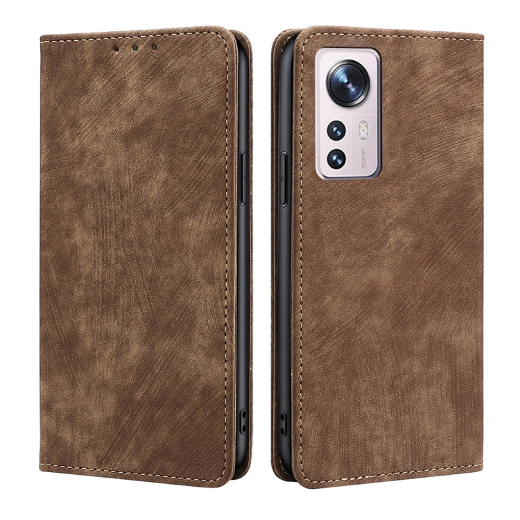 RFID Anti-theft Brush Magnetic Leather Phone Case, For Xiaomi Redmi K50/K50 Pro, For Xiaomi Redmi Note 11 5G/Poco M4 Pro 5G, For Xiaomi Redmi Note 10 JE  Japan, For Xiaomi 12, For Xiaomi 12S Ultra, For Xiaomi Poco C40