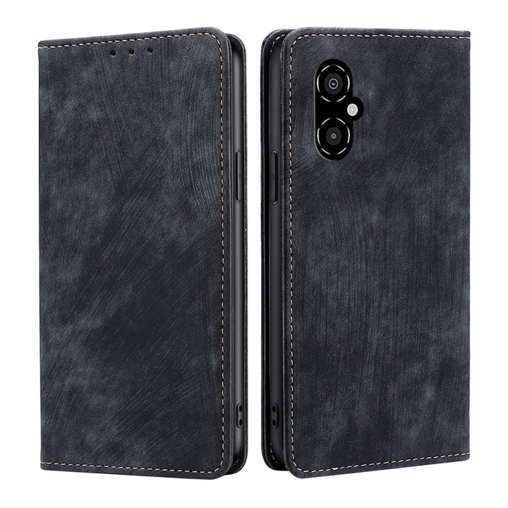 RFID Anti-theft Brush Magnetic Leather Phone Case, For Xiaomi Poco M4 5G, For OnePlus Nord CE 2 5G, For ZTE Blabe V30, For ZTE Axon 30 Pro