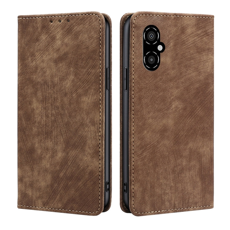 RFID Anti-theft Brush Magnetic Leather Phone Case, For Xiaomi Poco M4 5G, For OnePlus Nord CE 2 5G, For ZTE Blabe V30, For ZTE Axon 30 Pro