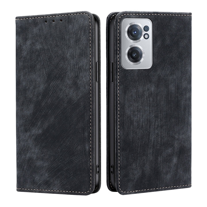 RFID Anti-theft Brush Magnetic Leather Phone Case, For Xiaomi Poco M4 5G, For OnePlus Nord CE 2 5G, For ZTE Blabe V30, For ZTE Axon 30 Pro