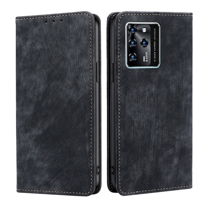 RFID Anti-theft Brush Magnetic Leather Phone Case, For Xiaomi Poco M4 5G, For OnePlus Nord CE 2 5G, For ZTE Blabe V30, For ZTE Axon 30 Pro