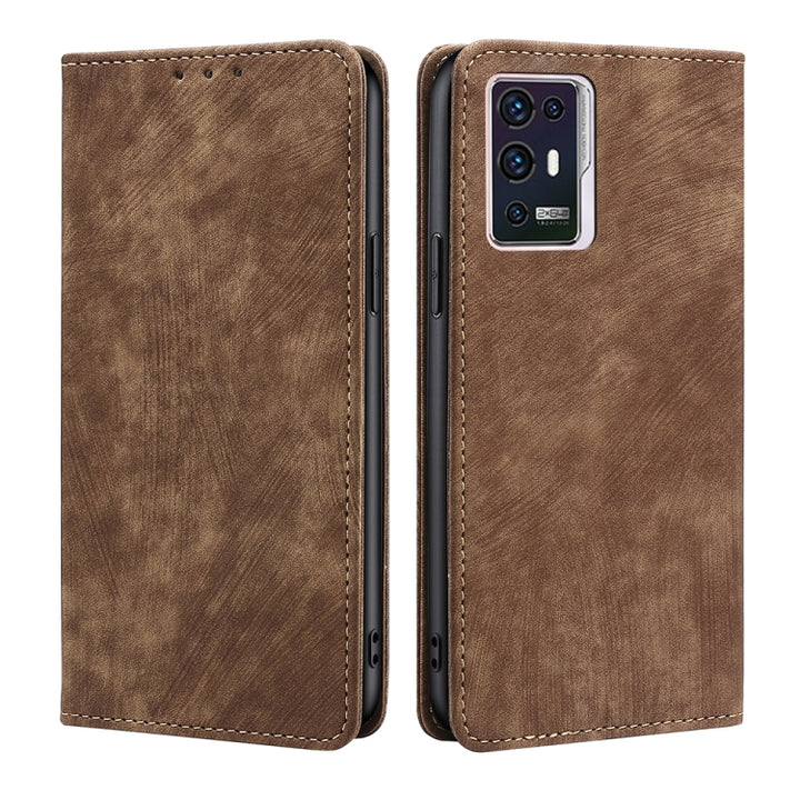 RFID Anti-theft Brush Magnetic Leather Phone Case, For Xiaomi Poco M4 5G, For OnePlus Nord CE 2 5G, For ZTE Blabe V30, For ZTE Axon 30 Pro