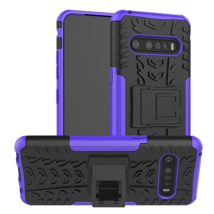 Tire Texture Shockproof TPU+PC Protective Case with Holder, For Huawei Honor Play 3, For LG V60 ThinQ, For Nokia 2.3, For Galaxy A70e