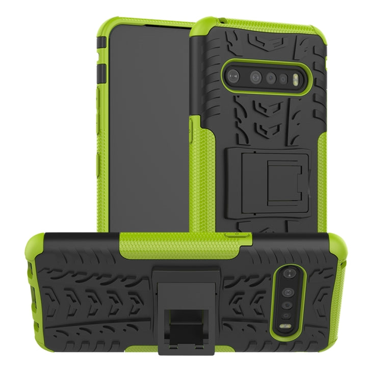 Tire Texture Shockproof TPU+PC Protective Case with Holder, For Huawei Honor Play 3, For LG V60 ThinQ, For Nokia 2.3, For Galaxy A70e