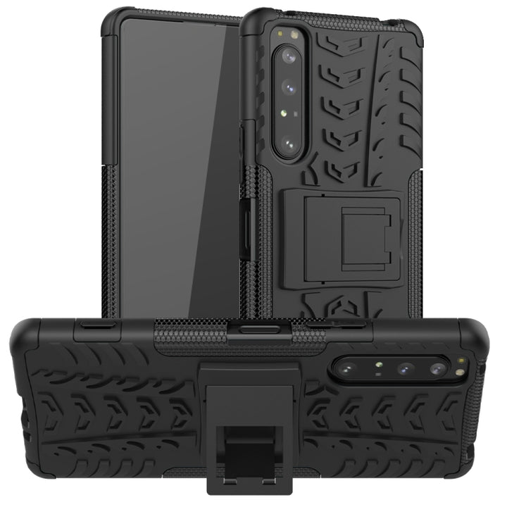 Tire Texture Shockproof TPU+PC Protective Case with Holder, For Motorola Moto E (2020), For Sony Xperia 1 II, For Huawei P40 Lite, For Huawei Y7P