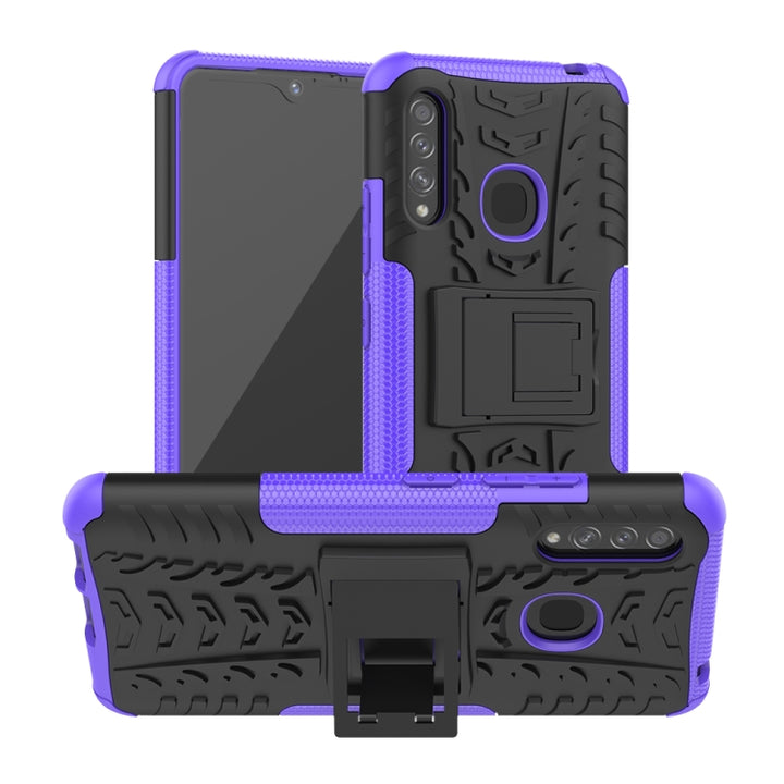 Tire Texture Shockproof TPU+PC Protective Case with Holder, For Huawei Honor Play 3, For LG V60 ThinQ, For Nokia 2.3, For Galaxy A70e