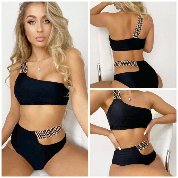 One Shoulder Strap Sexy High Waist Split Bikini Ladies Swimsuit, S, M, L, XL