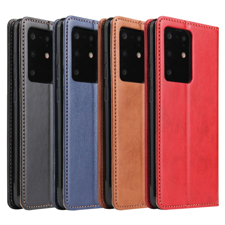 Fierre Shann PU Genuine Leather Texture Horizontal Flip Leather Case with Holder & Card Slots & Wallet, For Samsung Galaxy S20 Ultra