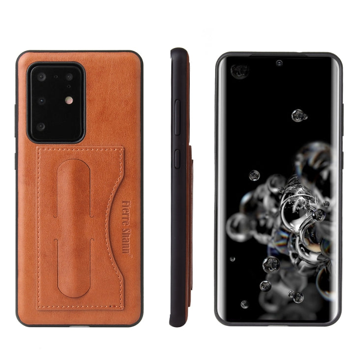 Fierre Shann Full Coverage PU Leather Protective Case with Holder & Card Slot, For Galaxy S20, For Galaxy S20+, For Galaxy S20 Ultra, For Huawei Mate 30, For Huawei Mate 30 Pro