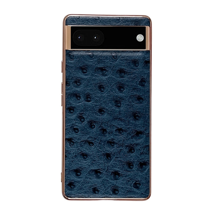 Genuine Leather Ostrich Texture Nano Electroplating Phone Case, For Google Pixel 6, For Google Pixel 6 Pro, For Google Pixel 7, For Google Pixel 7 Pro