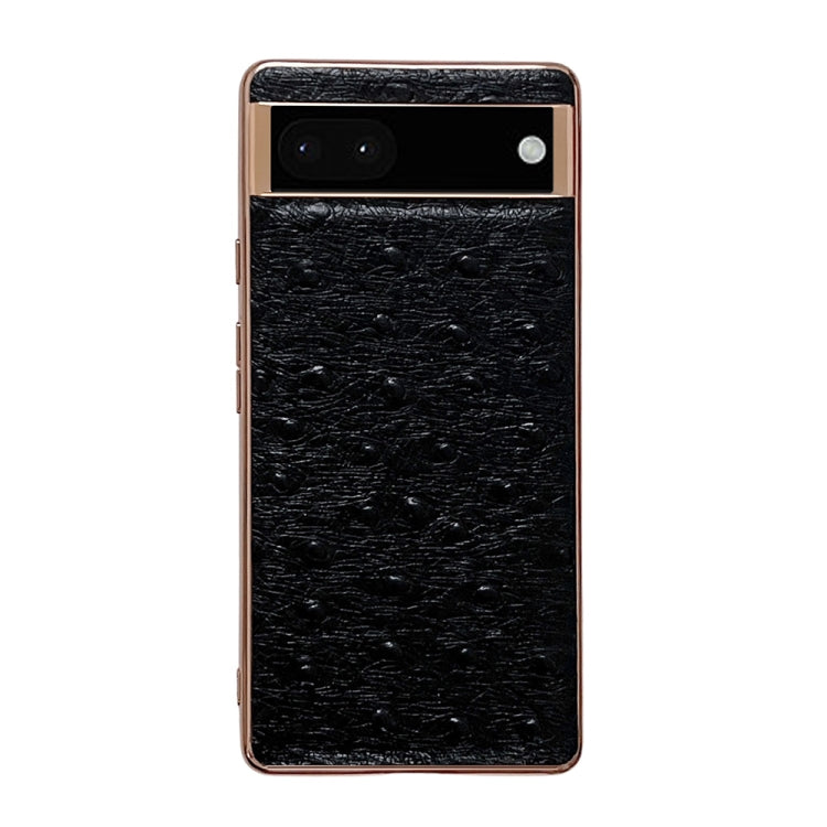 Genuine Leather Ostrich Texture Nano Electroplating Phone Case, For Google Pixel 6, For Google Pixel 6 Pro, For Google Pixel 7, For Google Pixel 7 Pro