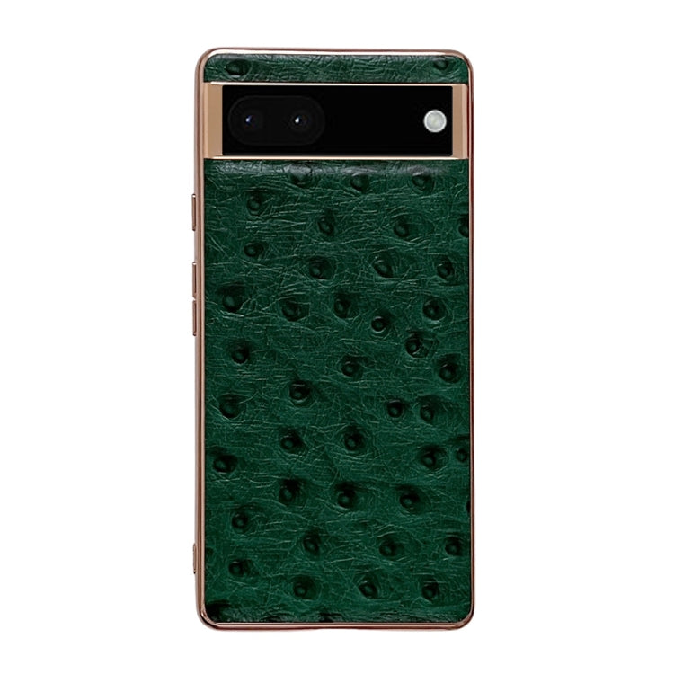 Genuine Leather Ostrich Texture Nano Electroplating Phone Case, For Google Pixel 6, For Google Pixel 6 Pro, For Google Pixel 7, For Google Pixel 7 Pro