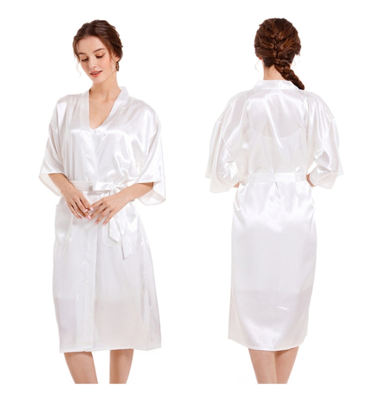 Imitation Silk Pure Color Sexy V-neck Nightgown Sling Skirt 2 in 1 Kit, S, M, L, XL