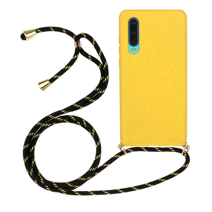 Wheat Straw Material + TPU Protective Case with Lanyard, For Huawei P30, For Huawei P30 Lite, For Huawei P30 Pro, For Galaxy S20 Plus, For Samsung Galaxy S10, For Samsung Galaxy S10 Plus