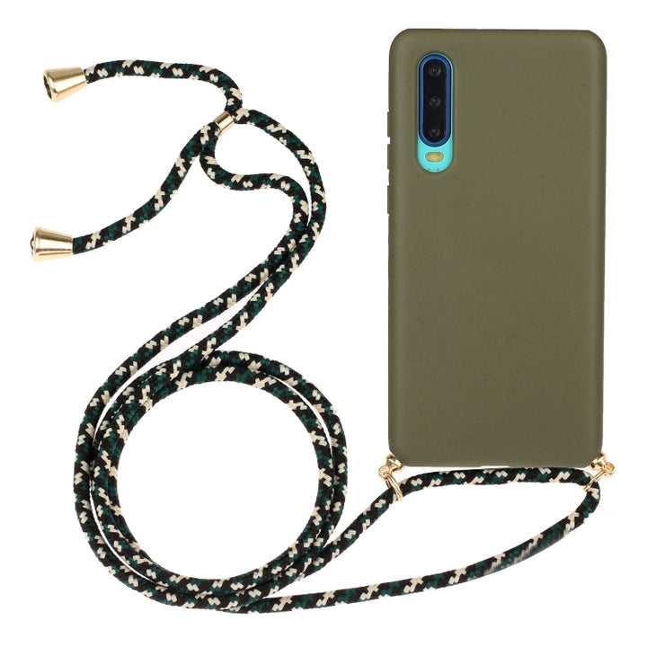 Wheat Straw Material + TPU Protective Case with Lanyard, For Huawei P30, For Huawei P30 Lite, For Huawei P30 Pro, For Galaxy S20 Plus, For Samsung Galaxy S10, For Samsung Galaxy S10 Plus