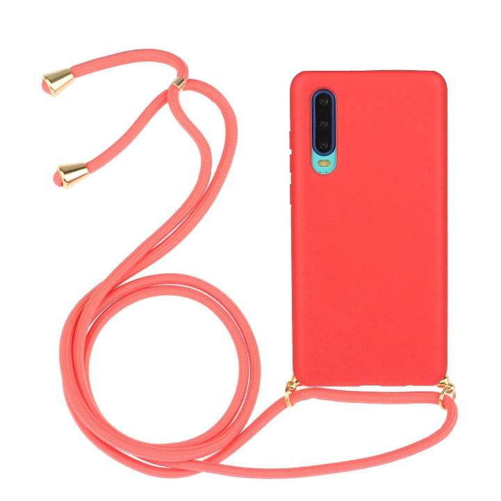 Wheat Straw Material + TPU Protective Case with Lanyard, For Huawei P30, For Huawei P30 Lite, For Huawei P30 Pro, For Galaxy S20 Plus, For Samsung Galaxy S10, For Samsung Galaxy S10 Plus