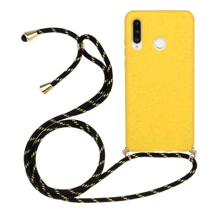 Wheat Straw Material + TPU Protective Case with Lanyard, For Huawei P30, For Huawei P30 Lite, For Huawei P30 Pro, For Galaxy S20 Plus, For Samsung Galaxy S10, For Samsung Galaxy S10 Plus