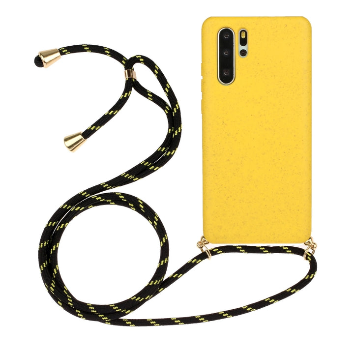 Wheat Straw Material + TPU Protective Case with Lanyard, For Huawei P30, For Huawei P30 Lite, For Huawei P30 Pro, For Galaxy S20 Plus, For Samsung Galaxy S10, For Samsung Galaxy S10 Plus