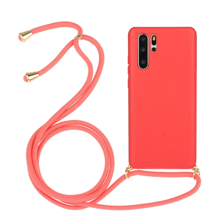 Wheat Straw Material + TPU Protective Case with Lanyard, For Huawei P30, For Huawei P30 Lite, For Huawei P30 Pro, For Galaxy S20 Plus, For Samsung Galaxy S10, For Samsung Galaxy S10 Plus