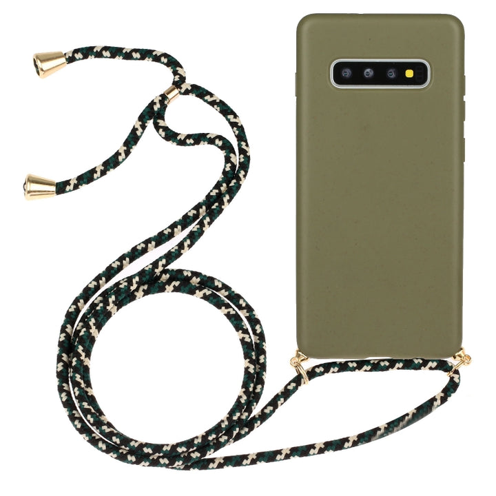 Wheat Straw Material + TPU Protective Case with Lanyard, For Huawei P30, For Huawei P30 Lite, For Huawei P30 Pro, For Galaxy S20 Plus, For Samsung Galaxy S10, For Samsung Galaxy S10 Plus