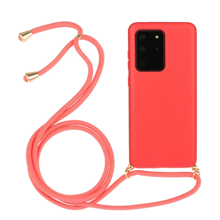 Wheat Straw Material + TPU Protective Case with Lanyard, For Samsung Galaxy S10e, For Samsung Galaxy S20, For Samsung Galaxy S20 Plus, For Samsung Galaxy S20 Ultra