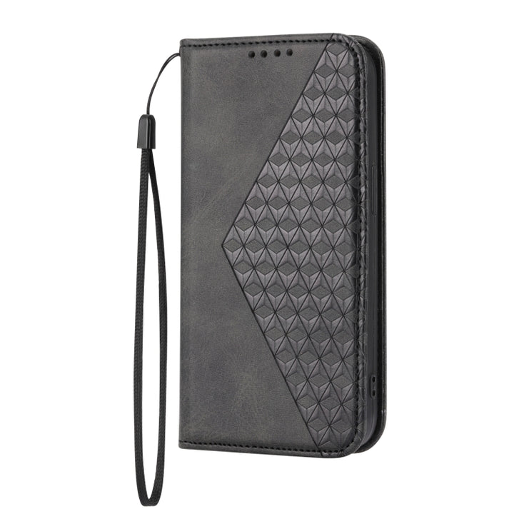 Cubic Grid Calf Texture Magnetic Closure Leather Phone Case, For Sharp Aquos R7 / P7, For Sharp Aquos R6, For Sharp Simple Sumaho 6, For Sharp Simple Sumaho 5, For Sharp Aquos Sense6 / 6S