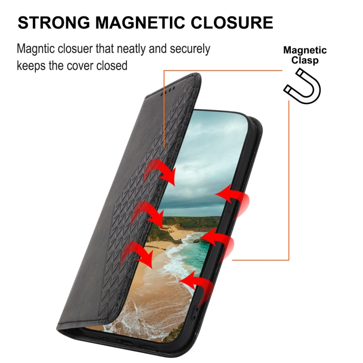 Cubic Grid Calf Texture Magnetic Closure Leather Phone Case, For Sharp Aquos R7 / P7, For Sharp Aquos R6, For Sharp Simple Sumaho 6, For Sharp Simple Sumaho 5, For Sharp Aquos Sense6 / 6S