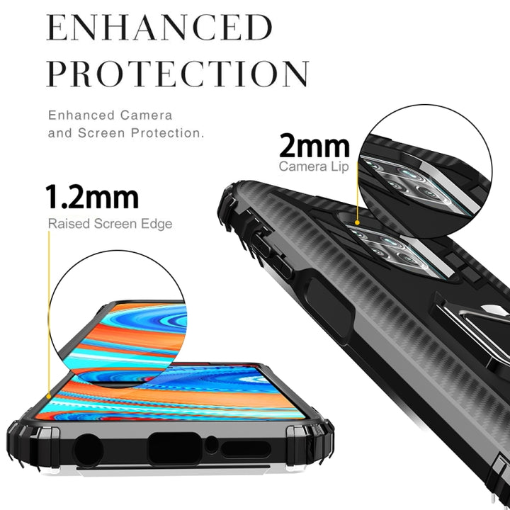 Carbon Fiber Protective Case with 360 Degree Rotating Ring Holder, For Xiaomi Redmi Note 9 Pro Max