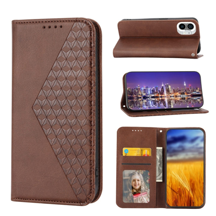 Cubic Grid Calf Texture Magnetic Closure Leather Phone Case, For Nothing Phone 1, For Xiaomi Redmi Note 11S 5G, For Xiaomi Redmi Note 11S Global, For Xiaomi Redmi Note 11 Pro 4G, For Xiaomi Redmi 10C 4G