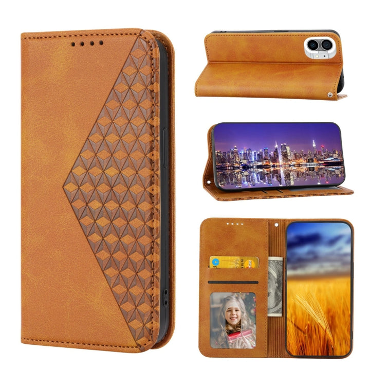 Cubic Grid Calf Texture Magnetic Closure Leather Phone Case, For Nothing Phone 1, For Xiaomi Redmi Note 11S 5G, For Xiaomi Redmi Note 11S Global, For Xiaomi Redmi Note 11 Pro 4G, For Xiaomi Redmi 10C 4G