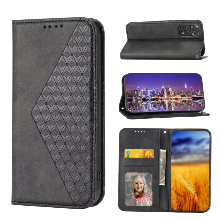 Cubic Grid Calf Texture Magnetic Closure Leather Phone Case, For Nothing Phone 1, For Xiaomi Redmi Note 11S 5G, For Xiaomi Redmi Note 11S Global, For Xiaomi Redmi Note 11 Pro 4G, For Xiaomi Redmi 10C 4G