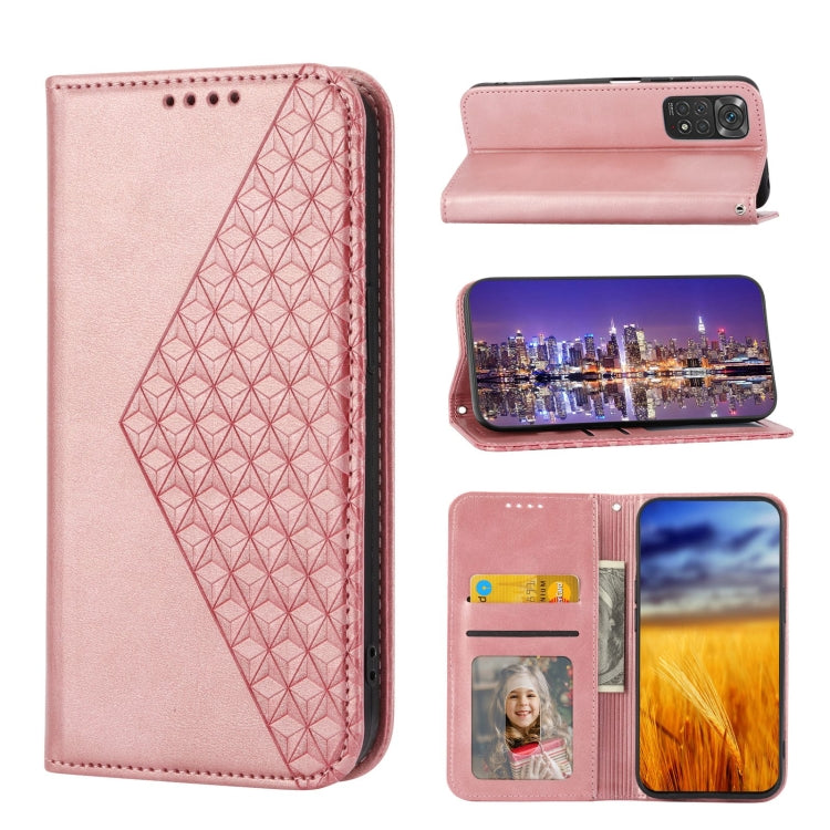 Cubic Grid Calf Texture Magnetic Closure Leather Phone Case, For Nothing Phone 1, For Xiaomi Redmi Note 11S 5G, For Xiaomi Redmi Note 11S Global, For Xiaomi Redmi Note 11 Pro 4G, For Xiaomi Redmi 10C 4G