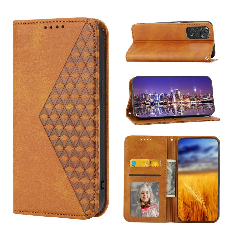 Cubic Grid Calf Texture Magnetic Closure Leather Phone Case, For Nothing Phone 1, For Xiaomi Redmi Note 11S 5G, For Xiaomi Redmi Note 11S Global, For Xiaomi Redmi Note 11 Pro 4G, For Xiaomi Redmi 10C 4G